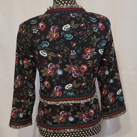 Loft Floral Fringe Colorful Jacket - Picture 2 of 12
